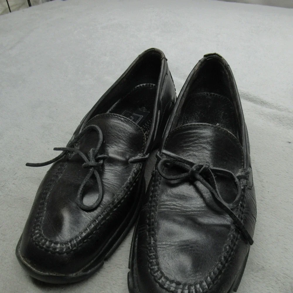 Cole Haan Mens 10M Loafers‎ Black Leather Moc Toe Slip On Classic Casual Dress